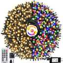 1000 LED 328ft 11 Modes with Timer Remote Christmas String Lights IP55 Outdoor Waterproof UL Certificated Indoor Fairy Lights Garden Patio Christma Trees Parties Wedding Decoration Two-Color