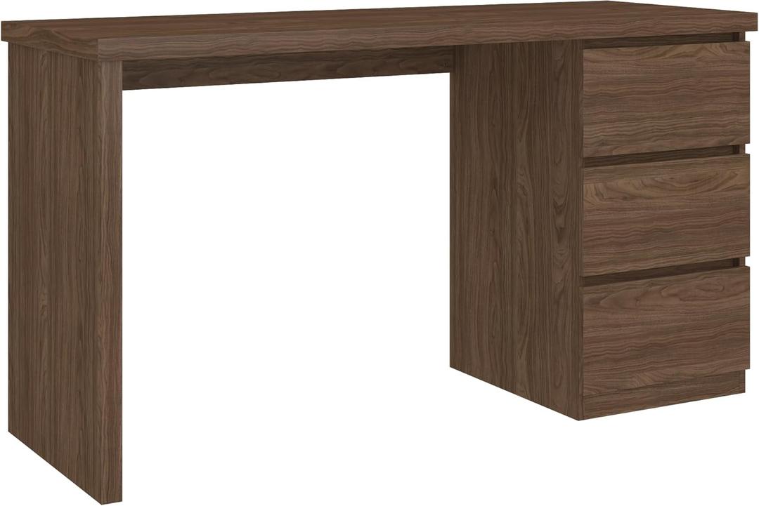furtble White Desk with Drawers, 53'' W Home Office Computer Desk Gaming Table, Modern Vanity Desk with Storage, Wood Writing Workstation for Bedroom, Living Room, Classic Oak