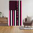 Breast Cancer Awareness Door Cover Hope Faith Love Photo Backdrop Women USA American Flag October Pink Ribbons Party Decorations and Supplies for Home