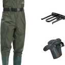 Fishing Waders for Men, 2-Ply Nylon/PVC Waterproof Women Chest Wader with Boots, Bootfoot Hunting Waders (Green)
