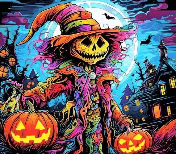 UCVJXDEM Halloween Diamond Art Kits for Adults,5D Skeleton Pumpkins Diamond Painting Kits for Beginners,DIY Pumpkin Full Drill Diamond Dots Gem Art and Crafts, Home Wall Decor 13.8x13.8Inch