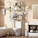 Ekisemio Over the Toilet Storage Cabinet, Metal 4 Tier Bathroom Shelves Over Toilet, Bathroom Oragnizer with 4 Hooks and Paper Holder, Chrome