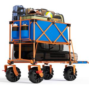 400L Collapsible Double Decker Beach Wagon with Brakes, Folding Beach Cart with 54" Extra Long Decker, 450LBS Heavy Duty Wagon Chart with All-Terrain Big Wheels for Sand Camping Garden (Blue Turtle) 400L Collapsible Double Decker Beach Wagon with Brakes, Folding Beach Cart with 54" Extra Long Decker, 450LBS Heavy Duty Wagon Chart with All-Terrain Big Wheels for Sand Camping Garden (Blue Turtle)