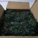 LOMIMOS 9FT Christmas Lighted Artificial Garland, Xmas Battery Operated Green Rattan with 50 Lights Pine Cones Red Berries for Fireplace Stair Mantle Indoor Outdoor Home Fireplace Porch Decoration(A)