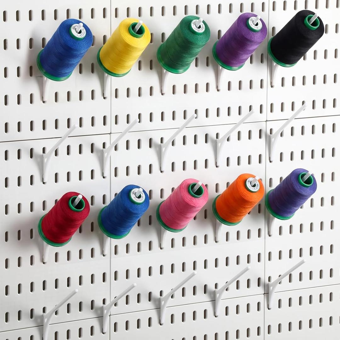 Geelin 20 Pcs White Pegboard 45 Spool Hooks Compatible with IKEA Skadis Pegboard Accessories Display Hook Organizer for Craft Embroidery Sewing Thread Tape Paper Rolls