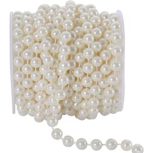 KAOYOO 33 Feet Artificial Pearls String Beads Chain Pearl Strands Spool Pearl for Garland Wedding Party Decoration and Christmas Tree Decoration(10MM Ivory)