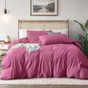Rouge Pink Duvet Cover King Size - Pre-Washed Bedding - 160 GSM Ultra Soft Duvet Cover Set with 2 Pillow Shams - 3 Pieces(Cover Only, No Insert) (King (104"x90"))