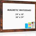 White Board for Wall, 24''x18'' Magnetic Dry Erase Board, Decorative Whiteboard with Brown Vintage Wooden Frame, Hanging Writing Board for Home Office School Dorm