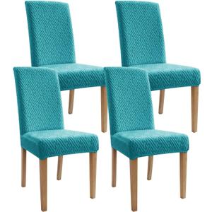 Chair Covers, Dining Room Chair Covers, Anti-cat Scratch, Washable, Regular Size, Chair Covers 4 Pack, for Kitchen, Hotel, Meeting (Blue)