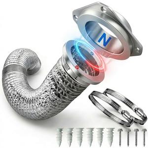 Magnetic Dryer Vent Connector Kit, Quick-Connect 4 Inch Dryer Vent for Tight Laundry Rooms, Save Up to 36 Inches of Space, Strong Magnetic Hold, Airtight Seal, Includes 3.3FT Aluminum Hose & 2 Clamps