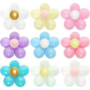 16 Set Daisy Flower Balloons DIY Kit Boho Macaron Pastel Daisy Latex Balloon Flower Party Decorations Colorful Groovy Retro Hippie Balloons for Birthday Wedding Engagement Garland Party Supplies