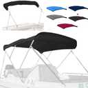 3 Bow Fade and Crack Resistant Bimini Top Replacement Cover，600D Marine Grade Polyester Waterproof Sun Shade Boat Canopy, Easy Install Zipper Sleeves Boat Awning, Black 6'L 79"-84" W