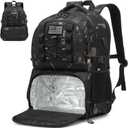 Laptop Lunch Backpack for Men - 40L Large Capacity Work Backpack with Lunch Compartment and USB Post, RFID Insulated Cooler Backpack for Work, Travel, Picnic, Black CM