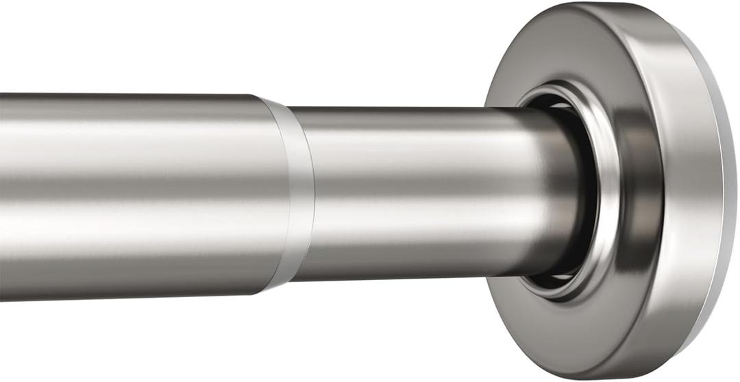 AmazerBath Nickel Spring Tension Shower Curtain Rod 31-75 Inches, 1 Inch Diameter Heavy Duty Tension Rod Rust Proof Bathroom Curtain Rod, Adjustable No Drill Easy Segmented Installation