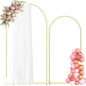 Metal Arch Backdrop Stand, 7.2FT+6FT Wedding Arch Frame, Balloon Arch Backdrop Stand Set of 2, Gold Wedding Arch Backdrop Stand for Wedding Birthday Party Baby Shower Graduation Ceremony Decor