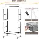 SUNALLY Rolling Kitchen Cart with Drawers, 4-Tier Utility Cart Fruit Vegetable Storage Cart with Lockable Wheels, Wooden Top Metal Kitchen Storage Organizer for Cans, Snacks, Beauty, Craft, Art, Black