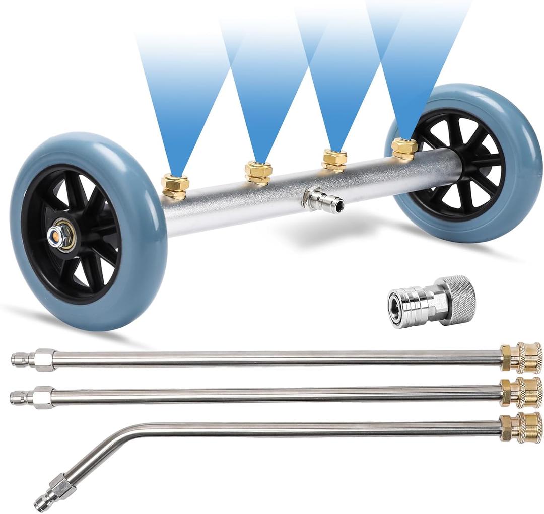 Undercarriage Pressure Washer Attachment, 16 Inch Undercarriage Cleaner, Under Car Pressure Washer Attachment with 3 Pcs Extension Wand, 4000 PSI