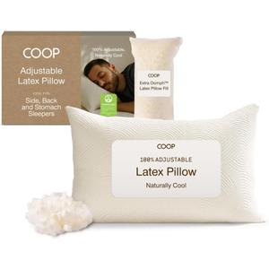 Coop Home Goods Adjustable Latex Pillow Queen, Talalay Latex & Microfiber Fill, Best Pillows for Sleeping, Ergonomic, Naturally Cooling, Eco-Friendly, Medium Firm for Back, Side & Stomach Sleepers (Classic)