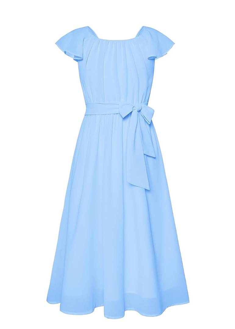 GRACE KARIN Girls Dress Formal Party Wedding Guest Pageant Dress for Teen Girls Ruffle Backless Maxi Sundress Size 12Y