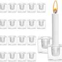 CYEAH 18 Pcs Glass Candle Holder, Taper Candle Holders for Table Centerpiece, Clear Crystal Candle Stick Candle Holders, Square Candlestick Holders for Wedding Easter Christmas Thanksgiving