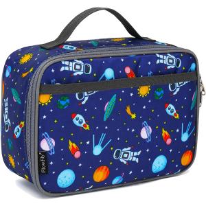 FlowFly Kids Lunch box Insulated Soft Bag Mini Cooler Back to School Thermal Meal Tote Kit for Girls, Boys, Astronaut (Multicolor)