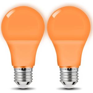 Orange Light Bulbs, 9Watts (60w Equivalent), E26 Base, for Halloween Christmas Party Bar Decor, 2-Pack