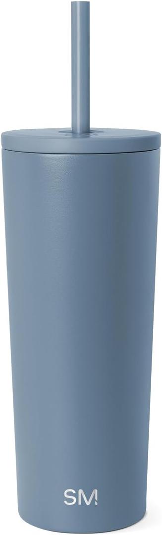 Simple Modern Classic Tumbler with Straw Lid | Insulated Iced Coffee Cup Reusable Stainless Steel Water Bottle Travel Mug | Gifts for Women Men Her Him | 24oz | Blue Dune