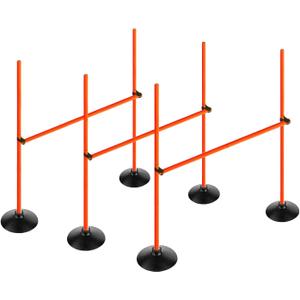 Orange Adjustable Height Agility Hurdle Set Multi-Function Soccer Trainning Pole Set Coaching Sticks with Rubber Base (3.3 FT)