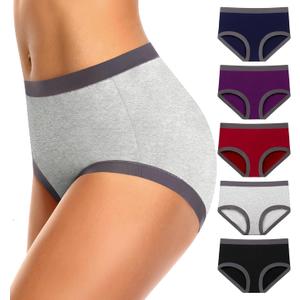 ASIMOON Women's High Waisted Cotton Underwear Tummy Control Panties Soft Full Coverage Ladies Briefs (XL)