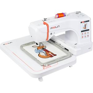 PooLin EOC06 Embroidery Machine,11"x7.9",7.9"x7.9",5.5"x5.5" Embroidery Area,Computerized Embroidery Machine for Beginners Gifts,7" Touchscreen,200 Built-in Designs,USB & Wireless