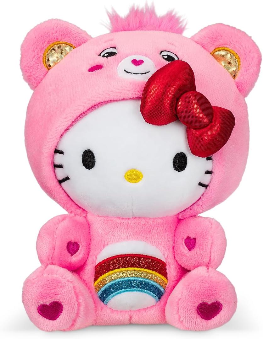 Care Bears Hello Kitty Dressed As Cheer Bear 8" Fun-Size Plush - Soft, Huggable Bestie!  Good for Girls and Boys, Employees, Collectors, Ages 4+