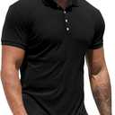 NITAGUT Men's Polo Shirts Long and Short Sleeve Performance Slim Fit Zip T-Shirts for Sports Golf Tennis Workout, Size M