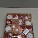 42pcs Christmas Tree Decorations Ornament Set, Colorful Shatterproof Plastic Baubles Hanging Ornaments Xmas Tree Ball for Christmas Holiday Party Home Decoration, Red White