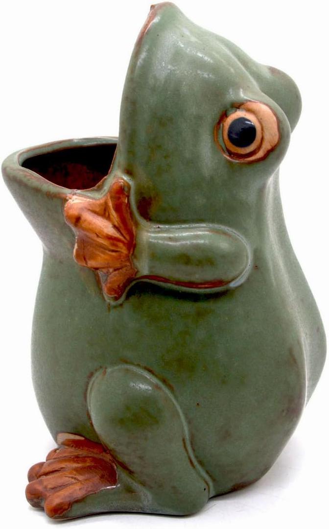 7" Ceramic Frog Shaped Plant Pot/Bonsai Pot/Flower Pot/Succulent Planter/Candy Dish/Pencil Holder Frog Decor Multipurpose Pot Frog Gift Valentines Day Gifts