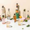 The MixMaster Cocktail Shaker with Strainer and Jigger Measuring Cap - Art Deco Leakproof Glass Drink Mixer for Crafting Cocktails - Innovative Home Bartending Supplies and Accessories - Blue