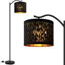 BoostArea Tree Texture Shade Floor Lamp - 8W LED Arched Standing Lamp with Linen Shade, Mid Century Design for Living Room, Bedroom, Office