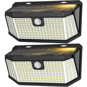 Aootek Solar Lights Outdoor 182 LEDs 2500Lm Solar Motion Sensor Lights IP65 Waterpro of with Wide Anglefor Patio Garden Garage Yard Front Door(2 Pack)