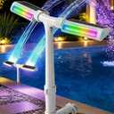 POOLHOUR 2026 Upgrade Height Solar Pool Fountain with 10-Color 4-Mode LED Lights, Auto Light-Sensing Pool Sprinkler Fountain for Above/Inground Pools, 360° Adjustable Spray for 8-16°F Cooling (Gray)