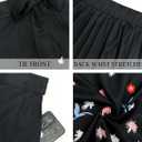 Women's Casual Elastic High Waisted Maxi Summer Skirt Tie Front A Line Floral Trendy Flowy Long Skirts with Pockets (Black, XL)