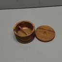 Acacia Wood Salt Container with Built-in Spoon, Elegant Salt Holder with Magnetic Swivel Lid, Salt Box for Kitchen to Storage Pepper, Spice or Favorite Seasonings, 6OZ (Single Compartment)