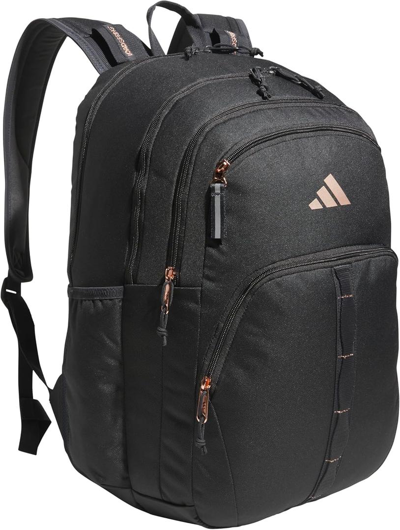 adidas Prime Backpack for Work, Travel Bag for Women and Men with Padded Compartment for Laptop, Carbon Grey/Rose Gold, One Size