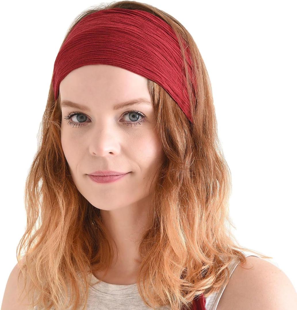 CHARM Womens Pirate Headband Headwrap - Turban Head Scarf, Pirate Bandana for Men, Festival Accessories, Boho Hair Band, Unisex Halloween Bandana (Dark Red)