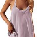 VATEAMI Women Sleeveless Athletic Dress Mini Dress Spaghetti Strap Sundress with Shorts (Mauve-L)