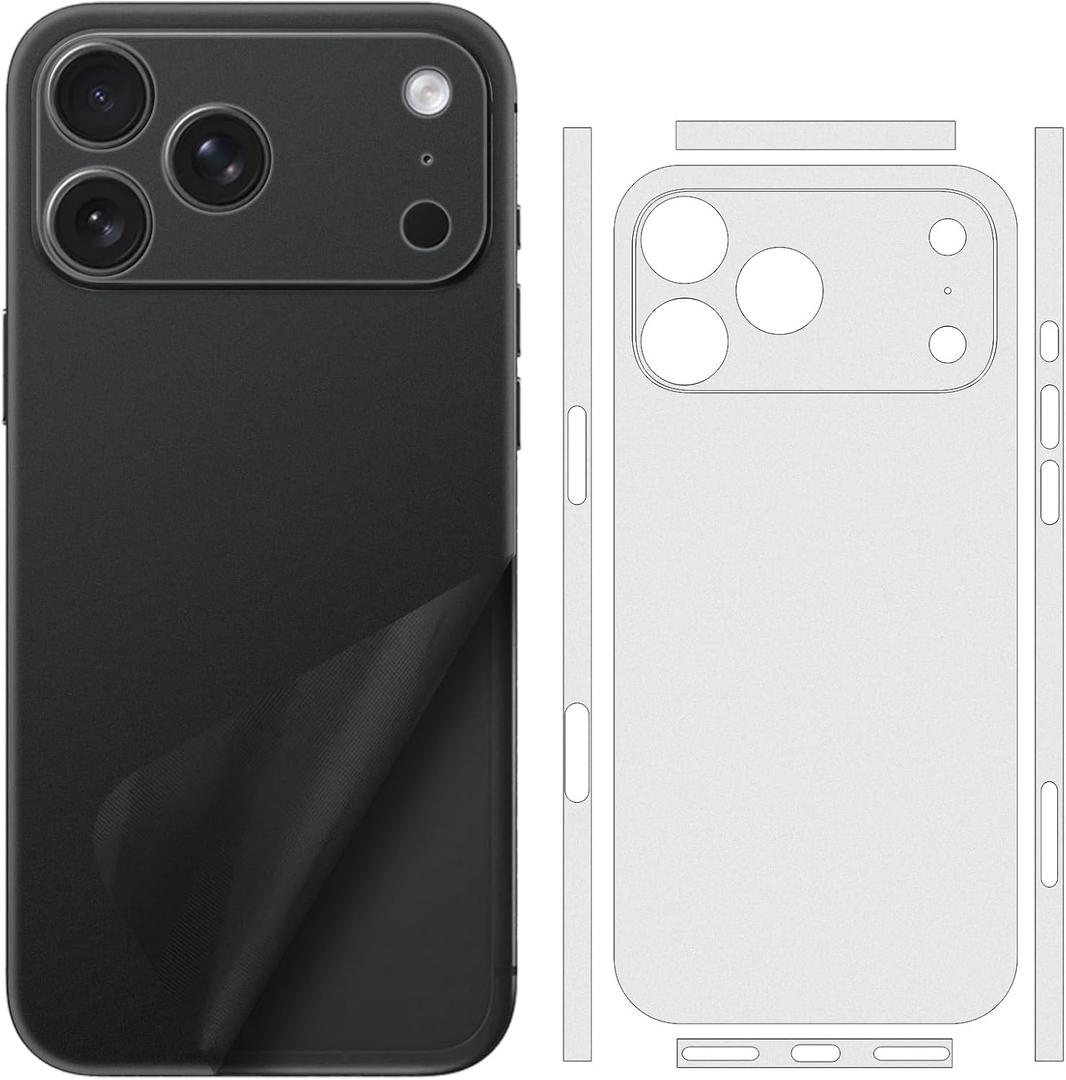 2 Pack for iPhone 17 Pro Max Skin Wrap Using 3M Transparent Matte Carbon Fiber Sparkle Phone Sticker Film Vinyl Decal Glass Protector for Back Side