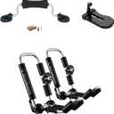 Kayak Roof Rack, Aluminum Kayak Carrier Folding J-Style Universal 3-in-1 Multifunction with Kayak Roller and Car Door Step for Canoe, SUP, Kayaks, Surfboard Rooftop Mount on SUV Car Truck Crossbars