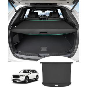 Powerty Retractable Cargo Cover for Mazda CX-90 CX90 Accessories 2024 2025 2026, Canvas Texture Trunk Cover Privacy Screen Rear Security Shade for Mazda CX-90 Accessories