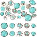 Tibetan Alloy Decorative Rivets Studs Coppery Vintage Leather Buttons Round Faux Turquoise Conchos for Leather Clothes Bag Shoes (Turquoise)