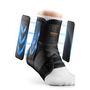 Slim-Fit Ankle Brace for Sprained Ankle, Quick Lace Up Ankle Support for Women Men with 2 Auto-Shaped Pads, Air Fabric Cool Ankle Stabilizer for Injury Recover, Running, Sports, XS(9.6-10)