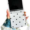 Woman Cute Wristband Case for Samsung Galaxy Z Flip 7 Spotted Design, Kawaii Girls Hinge Protection Cover with Charm, Dots Lovely Strap Case for Galaxy Z Flip 7 -White