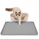 Meiliweser Cat Litter Mat, 24''x20'' Waterproof Silicone Litter Trapping Mat for Litter Box, Soft on Kitty Paws Non-Slip & Easy to Clean (Light Grey)